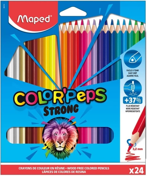 matite colorate mappate, matite colorate, COLORPEPS STRONG, 24 pezzi, multicolore