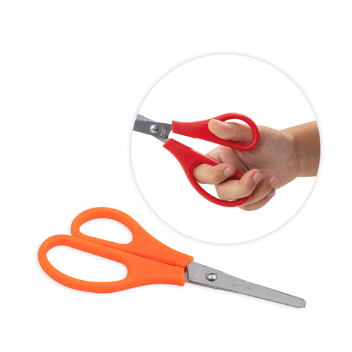 Faibo Tijeras Escolares Confort para Zurdos 13.5cm - Punta Redonda - Acero Inoxidable - Empuñadura de Plastico - Colores Surtidos