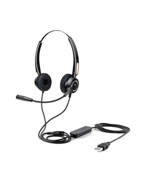 Urban Factory USB HEADSET WITH REMOTE CONTROL Auricolare Cablato A Padiglione USB tipo A Nero