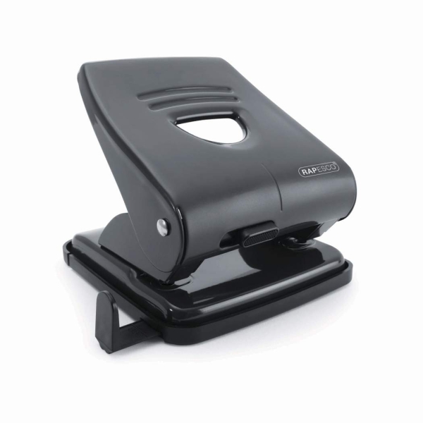 Rapesco PF827AB1 perforatore e accessori 30 fogli Nero (Rapesco 827 2-Hole Metal Punch 30 Sheet Black - PF827AB1)