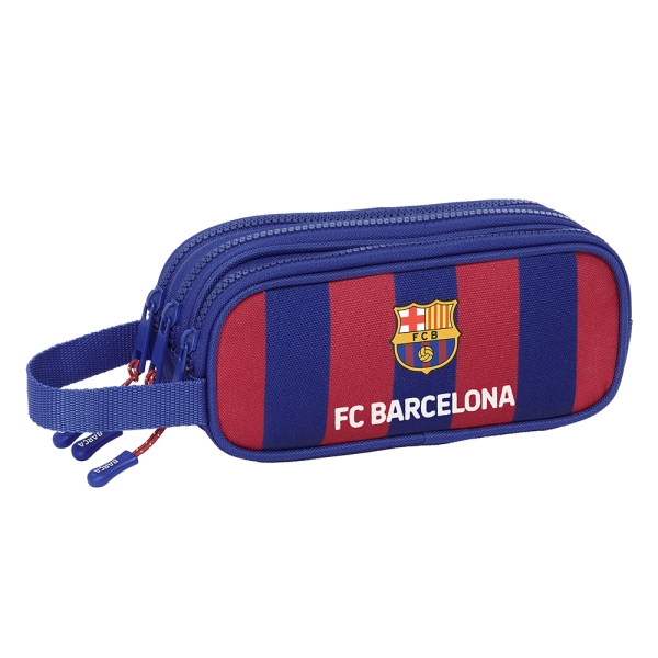 Safta F.C. Barcelona Estuche Portatodo - 3 Compartimentos - Asa de Mano - 21x8.5x7cm - Color Rojo y Azul