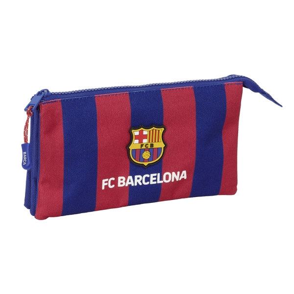 Safta F.C. Barcelona Estuche Portatodo - 3 Compartimentos - 22x12x3cm - Color Rojo y Azul