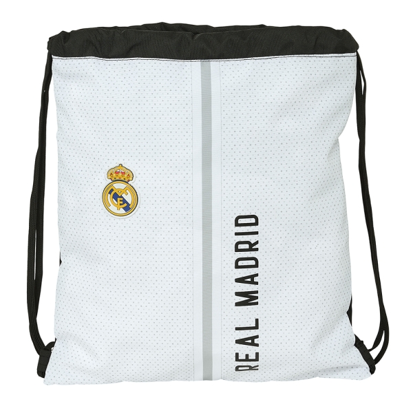 Safta Real Madrid 1ª Equipacion 24/25 Mochila de Tiras - 35x40x1cm - Color Blanco/Negro