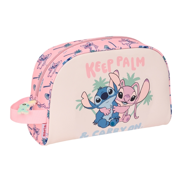 Safta Stitch Beach Neceser - 2 Compartimentos - Asa de Mano - 28x18x10cm - Color Rosa