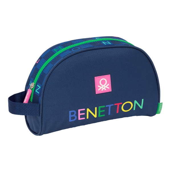 Safta Benetton Damero Neceser - 1 Compartimento - Asa de Mano - 28x18x10cm - Color Azul Marino
