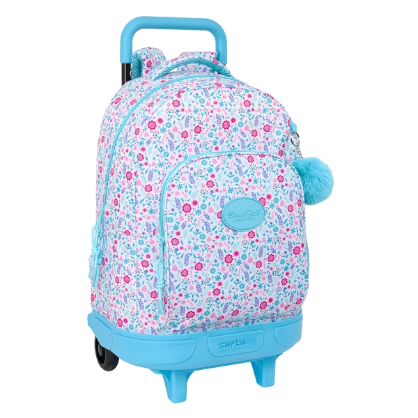 Safta Blackfit8 Cool Mochila con Carro Integrado - Extraible para Facilitar su Limpieza - Base Reforzada - Asa Extraible - 33x45x22cm - Color Azul Claro