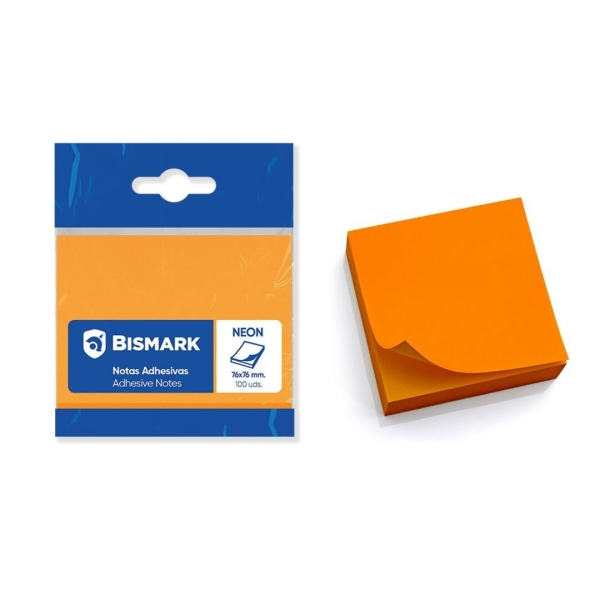 Bismark Bloc de 100 Notas Adhesivas 76x76mm - Color Naranja Neon