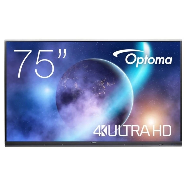 Optoma Creative Touch Serie 5 Pantalla Interactiva Tactil 75" UltraHD 4K - Certificacion Google EDLA -Tiempo de Respuesta 6ms - 32 Puntos Tactiles Simultaneos - HDMI, VGA, DisplayPort, USB-A, C, RJ-45 - Android 13