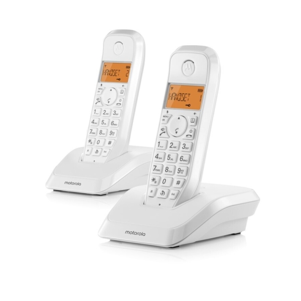 Motorola S1202 Telefono Inalambrico Dect + 1 Supletorio - Identificador de Llamada - Contestador - Manos Libres - Color Blanco