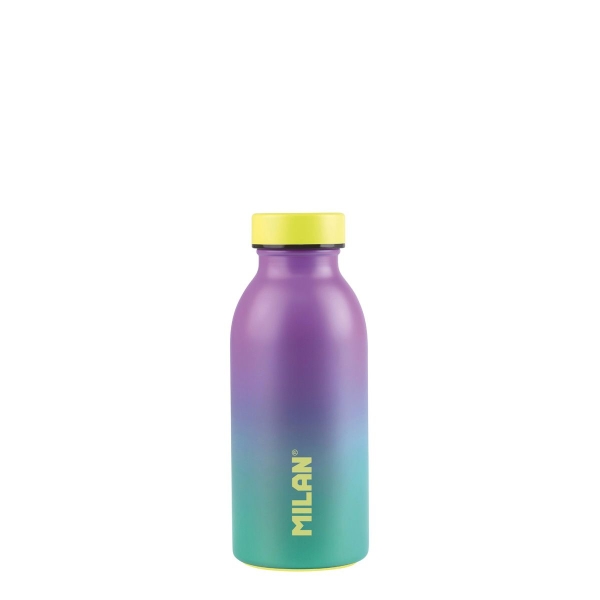 Milan Serie Sunset Botella Isotermica 0.35L - Doble Pared de Acero Inoxidable - Liquidos Calientes hasta 12h, Frios hasta 24h - Color Turquesa/Violeta