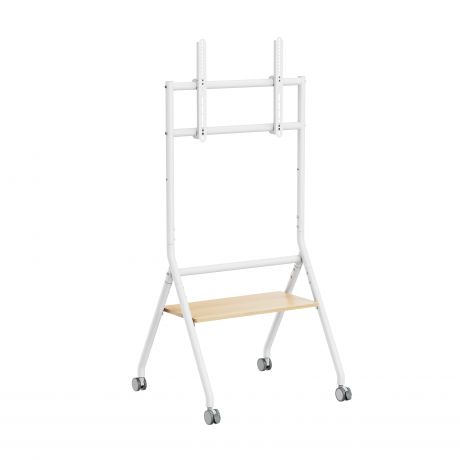 Ewent EW1582 Soporte de Suelo para Pantallas Interactivas/TV de 37 a 86" - Bandeja Multiusos - Peso Max. 80kg - Altura Ajustable - Ruedas - Color Blanco