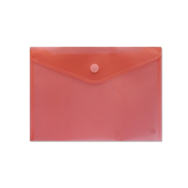 Sobre Portadocumentos A4 - Cierre de Velcro - Fabricado en Polipropileno - Medidas 325x230mm - Rojo Transparente