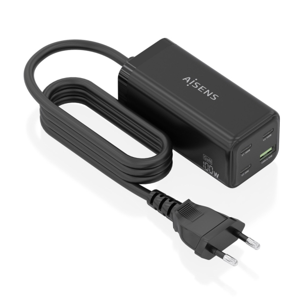 AISENS ASCH-100W4P054-BK Caricabatterie per dispositivi mobili Universale Nero AC Ricarica rapida Interno