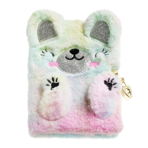 Miquel Rius Back2Fun Diario Secreto Peluche Oso Arcoiris - 80 Hojas Rayadas de Papel 80gr - Cierre con Llave