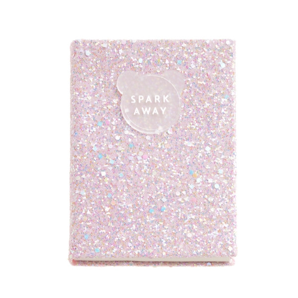 Miquel Rius Back2Fun Cuaderno Encolado con Cubierta de Purpurina Rosa y Patch de Silicona - 96 Hojas Lisas de Papel 100 g/m2