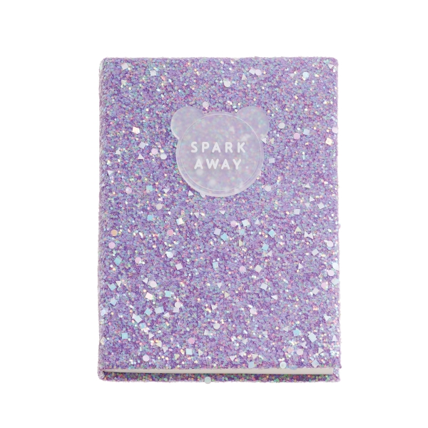 Miquel Rius Back2Fun Cuaderno Encolado con Cubierta de Purpurina Lila y Patch de Silicona - 96 Hojas Punteadas de Papel 100 g/m2