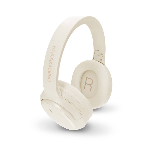 Energy Sistem Auriculares Bluetooth Rizz - Conexion Multipunto - Hasta 50h de Bateria - Deep Bass Para Graves Profundos - Diadema Acolchada Ajustable - Asistente de Voz - Color Crema