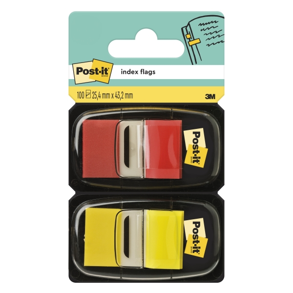 Post-It Index Pack de 2 Dispensadores con 100 Marcadores de Indice Reposicionables - Forma Rectangular - Colores Surtidos