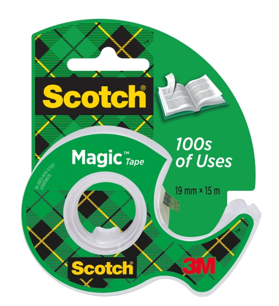 Scotch Magic Cinta Adhesiva Invisible - Incluye Dispensador - 19mm x 15m - Color Transparente