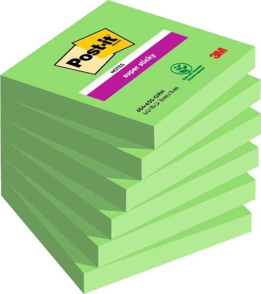 Post-It Super Sticky Blocs de 90 Notas Adhesivas Reposicionables - 76x76mm - 100% PEFC - Color Verde