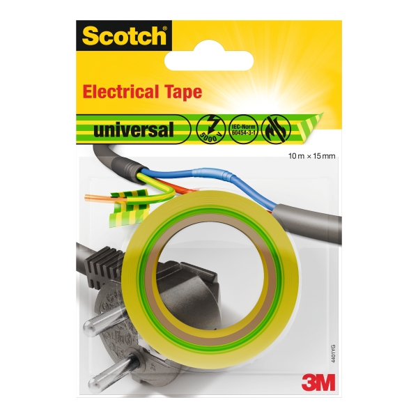 Scotch Cinta Aislante - 15mm x 10m - Color Verde/Amarillo