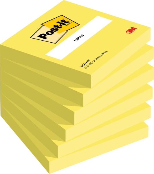 3M 654-NY pouch autoadesiva Quadrato Giallo 100 fogli Autoadesivo