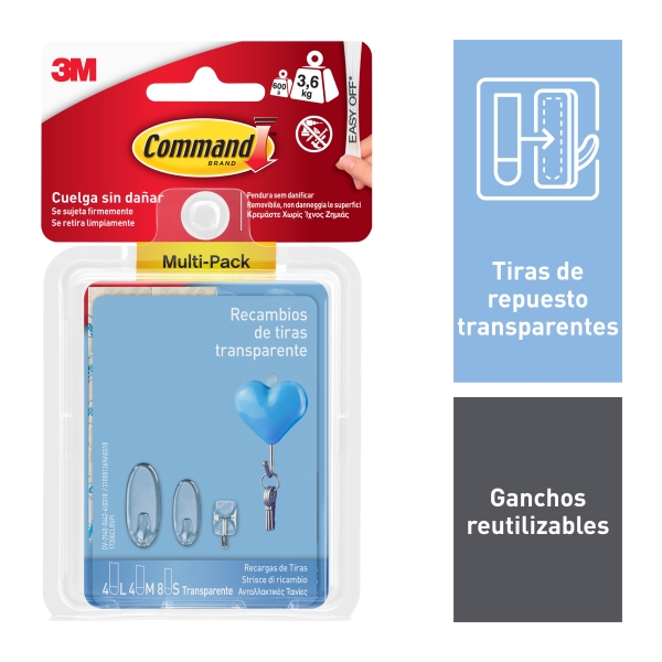 Command Tiras Adhesivas de Repuesto - Formatos Surtidos - Soporta hasta 3.6kg - Color Blanco