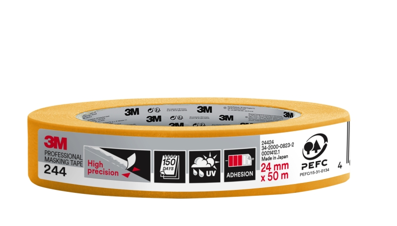 3M Cinta de Enmascarar Profesional - Multisuperficie - 24mm x 50m - 100% PEFC - Color Amarillo