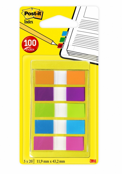 Post-It Index Tira con 12 Packs de 5 Dispensadores con 20 Marcadores Reposicionables - Colores Surtidos