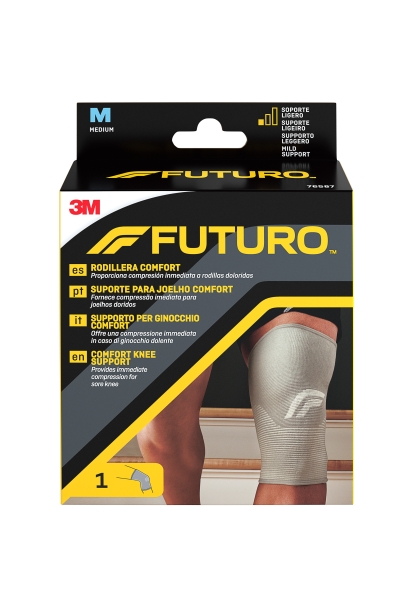 Futuro Comfort Rodillera - Talla M (36.8 - 43.2cm) - Transpirable - Elastico - Color Gris