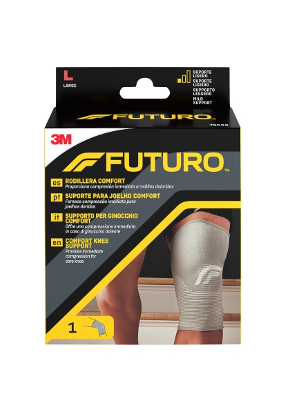 Futuro Comfort Rodillera - Talla L (43.2 - 49.5cm) - Transpirable - Elastico - Color Gris