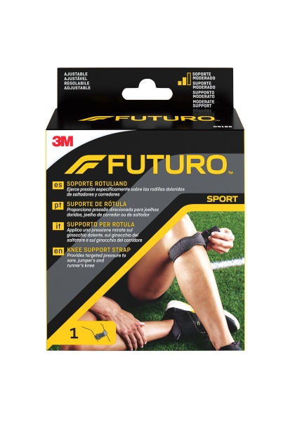 Futuro Rodillera Soporte Rotuliano - Ajustable (31.8 - 44.5cm) - Transpirable - Color Negro