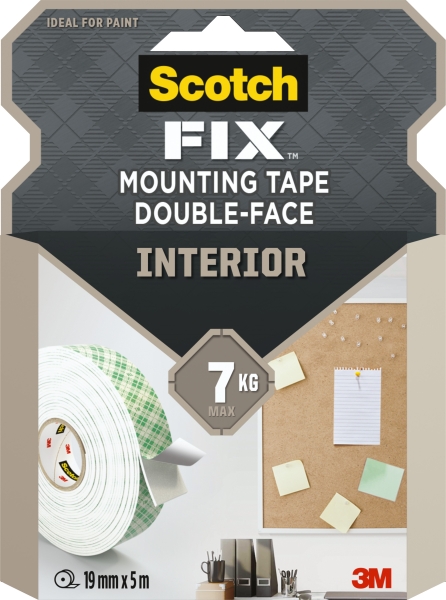 Scotch-Fix Cinta de Montaje para Interior de Doble Cara - 19mm x 5m - Color Blanco