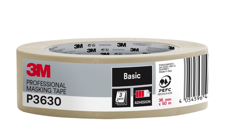 3M Cinta de Enmascarar Profesional - 36mm x 50m - 70% PEFC - Color Blanco