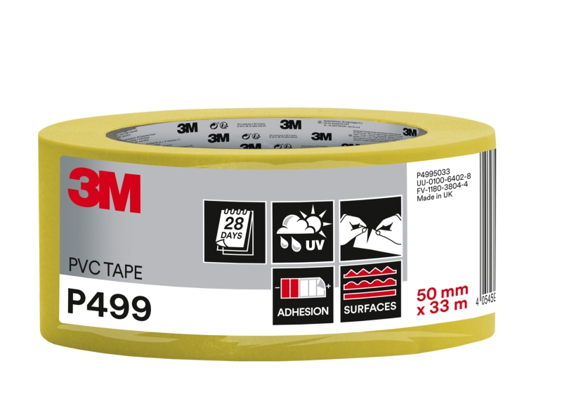 3M Cinta Adhesiva de PVC - 50mm x 33M - Alta Visibilidad - Color Amarillo