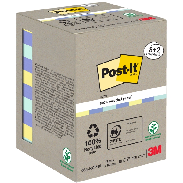 VALUE PACK 10 BLOCCO 100fg Pos t-itÃƒÆ’Ã‚â€šÃƒâ€šÃ‚Â® CARTA RICICLATA COL. AS