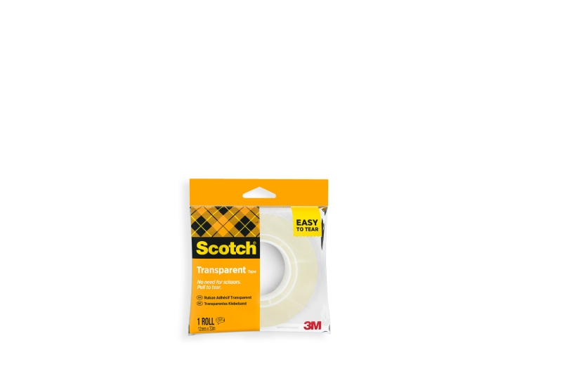 Scotch Cinta Adhesiva - Facil de Cortar - 12mm x 33m - Color Transparente