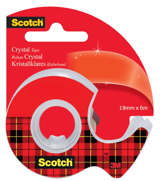 Scotch Crystal Cinta Adhesiva - Incluye Dispensador 19mm x 6m - Color Transparente