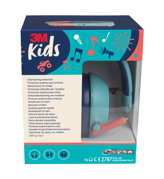 3M Orejeras Auditivas Infantiles - SNR 30dB - Diadema Flexible - Ajustable - Color Turquesa