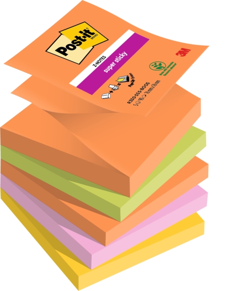 Post-itÃƒâ€šÃ‚Â® foglietti adesivi 5 Z-Notes Sticky Boost 76x76 colori assortiti