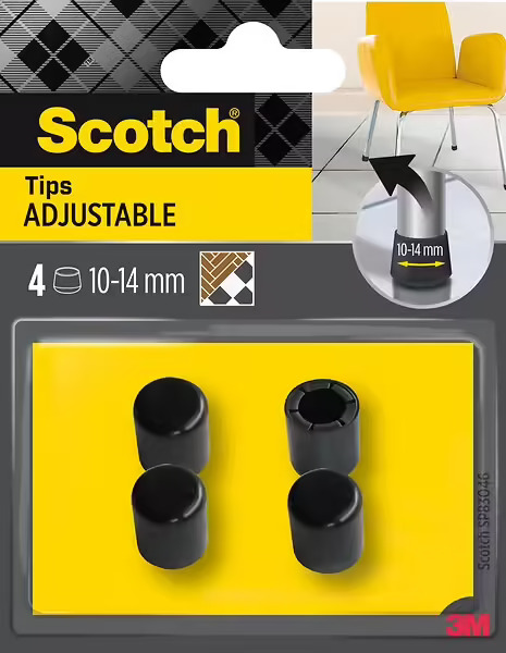 Scotch Pack de 4 Conteras Ajustables - Diametro de 10-14mm - Color Negro