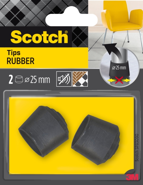 Scotch Pack de 2 Conteras de Goma - Diametro de 25mm - Color Negro