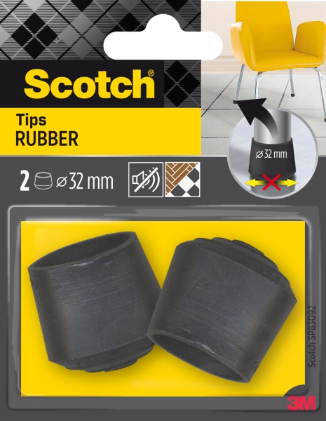 Scotch Pack de 2 Conteras de Goma - Diametro de 32mm - Color Negro