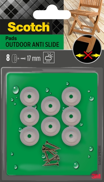 Scotch Pack de 8 Almohadillas Antideslizantes para Artornillar - Diametro 17mm - Uso en Exterior - Color Transparente