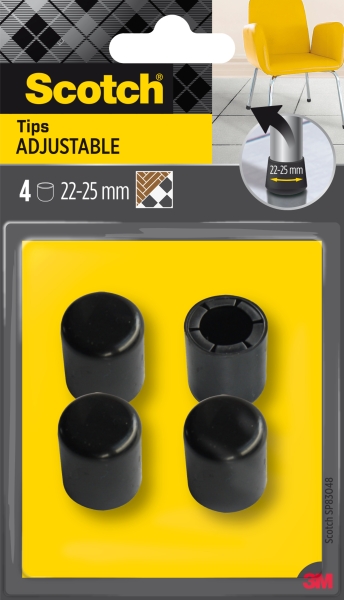 Scotch Pack de 4 Conteras Ajustables - Diametro de 22-25mm - Color Negro