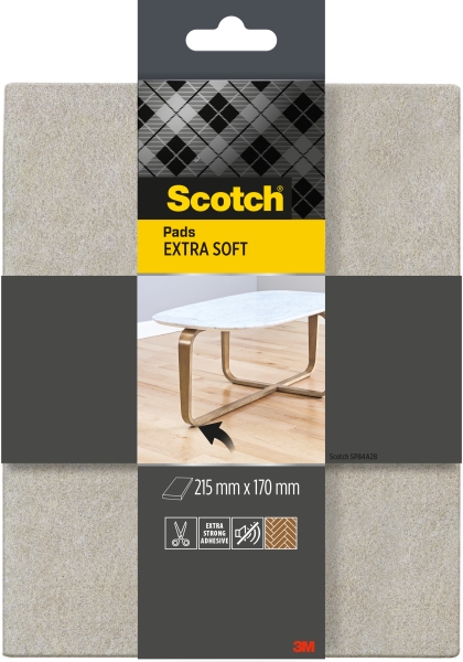 Scotch Almohadilla de Fieltro Adhesiva - Extra Suaves - 215  x 170mm - Color Gris