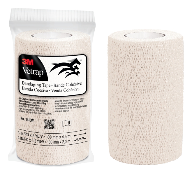 3M Vetrap Venda Cohesiva - 10cm x 4.5m - Flexible - Transpirable - Autoadhesiva - Color Blanco