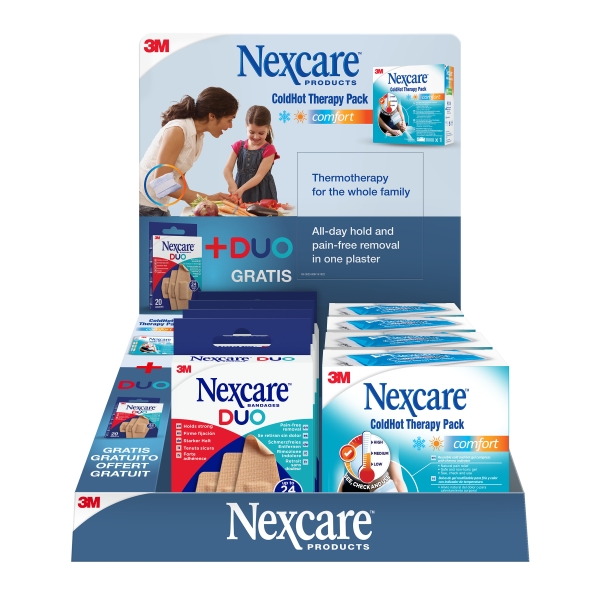 Nexcare Coldhot Therapy Expositor de 12 Unidades de Termoterapia + Apositos - Colores Surtidos