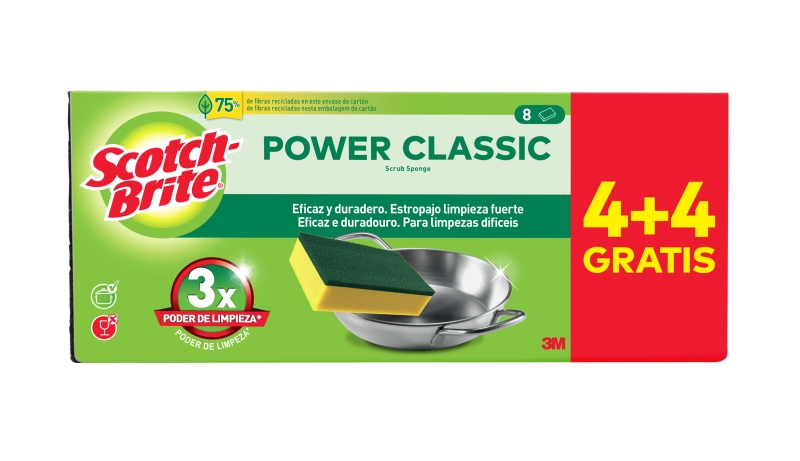 Scotch-Brite Classic Pack de 8 Estropajos de Cocina - Promocion 4 + 4 Gratis - Color Amarillo