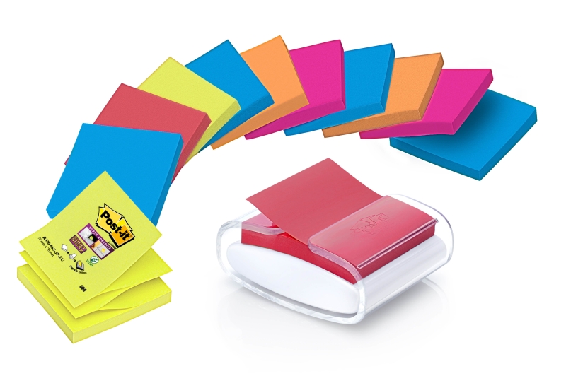 Set foglietti adesivi Post-it Dispenser Z-Notes bianco 12 blocchi di diversi colori bianchi